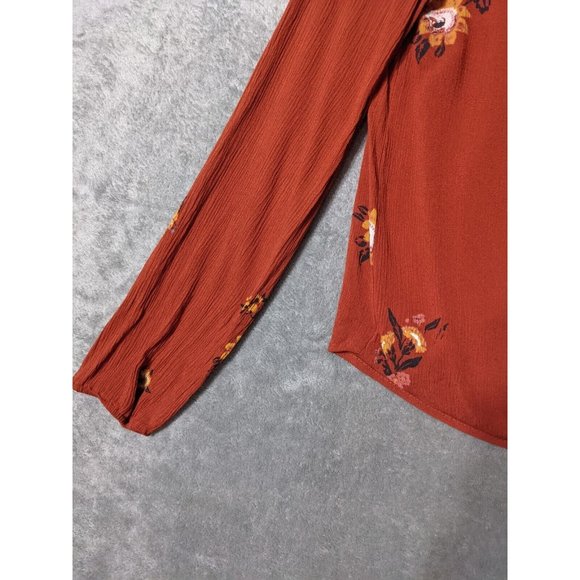 🍑MOSSIMO Bohemian Style 100% Rayon Women Floral Surplice Burnt Orange X-SMALL - Picture 12 of 12